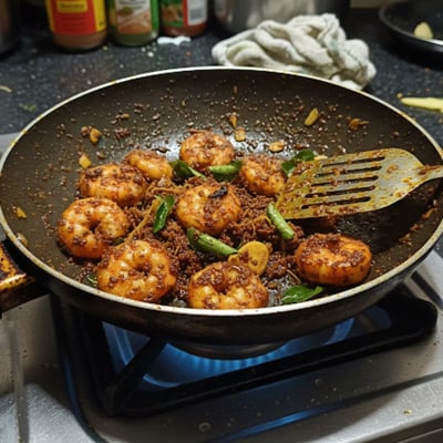 Kerala Prawn Roast (Chemmeen Ularthiyathu) - Photo 1