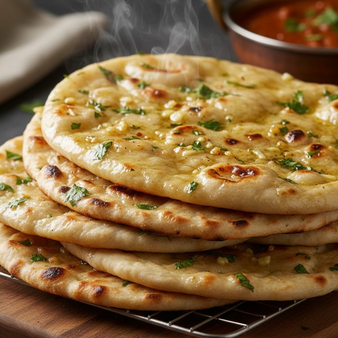 Garlic Butter Naan (Tawa Style, No Oven)